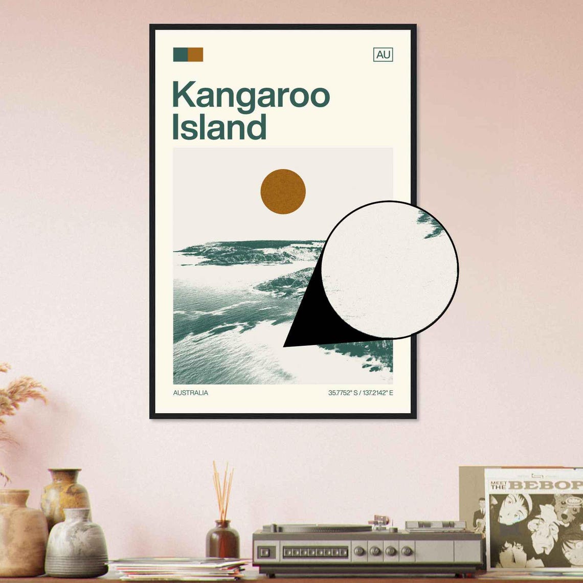 Kangaroo Island Australia Minimalist Monochrome Travel Photo Poster - Image 4