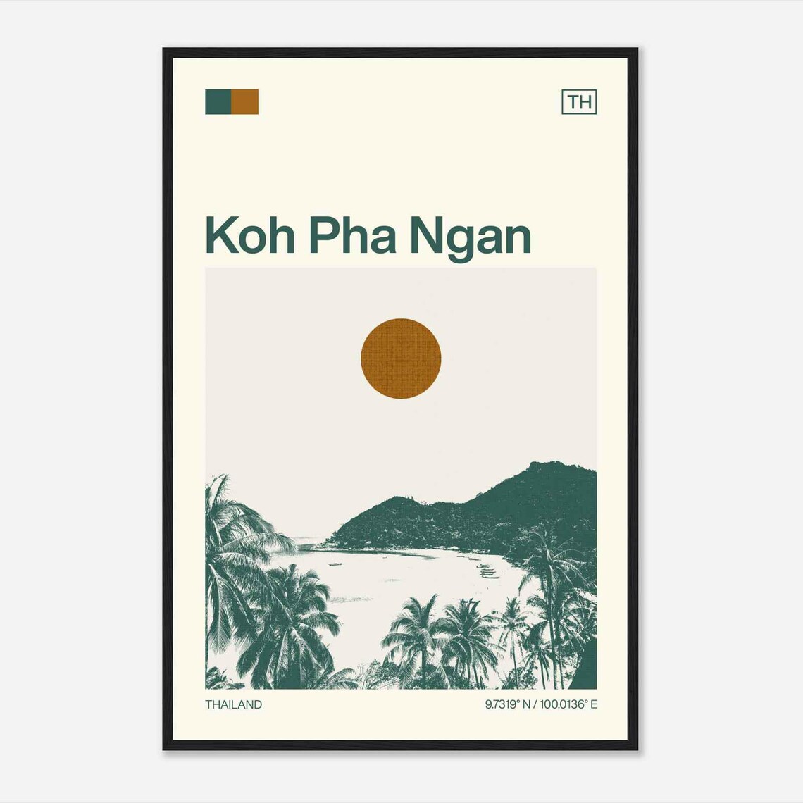 Ko Pha Ngan Thailand Minimalist Travel Poster