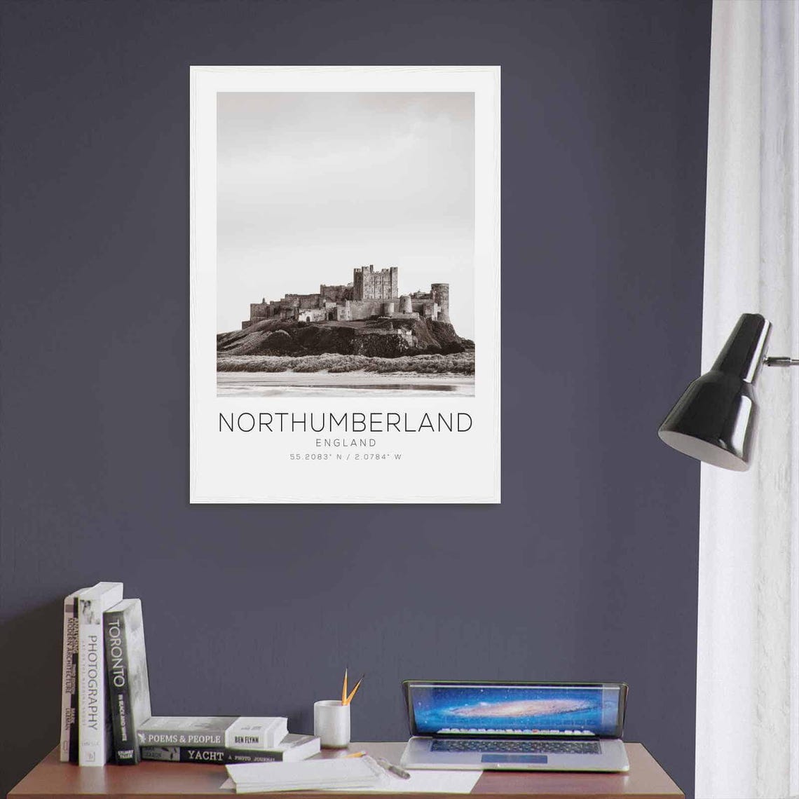 Northumberland England Travel Photo Poster Bw Northumberland Travel Print Minimalist Travel Poster Print - Image 3