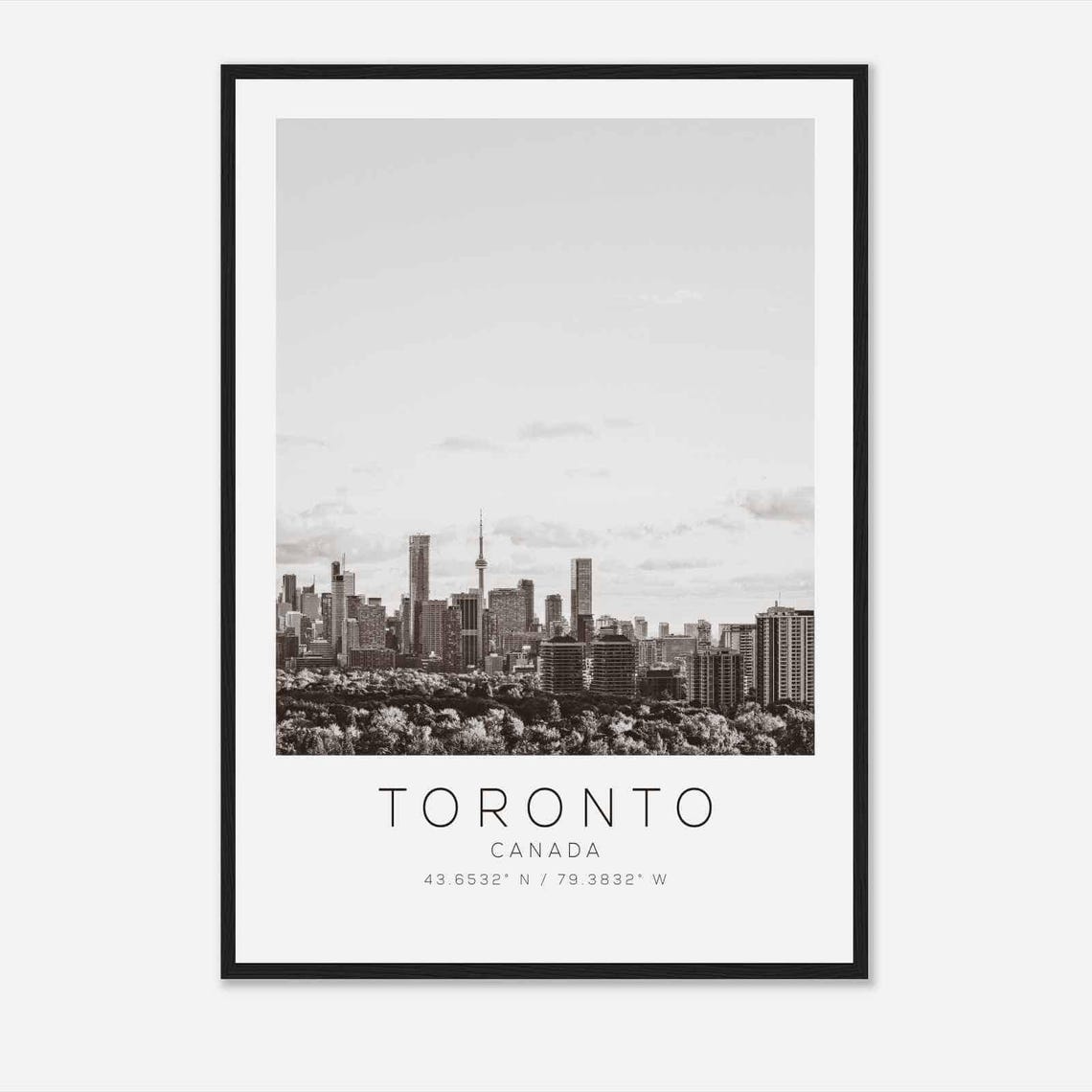 Toronto Canada CN Tower Skyline Black and White Photo Poster