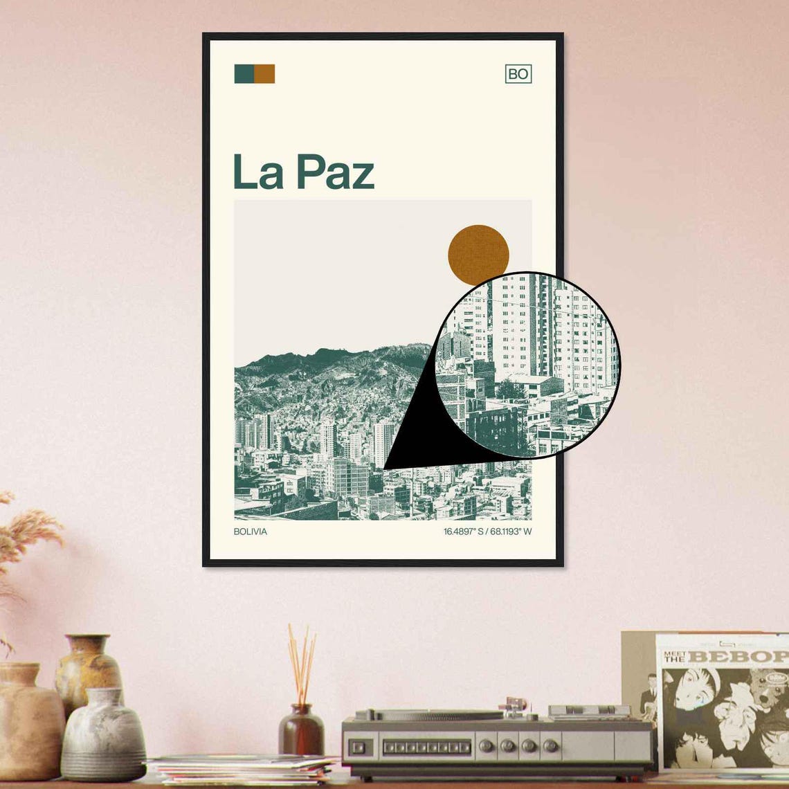 La Paz Bolivia Minimalist Monochrome Travel Photo Poster - Image 4