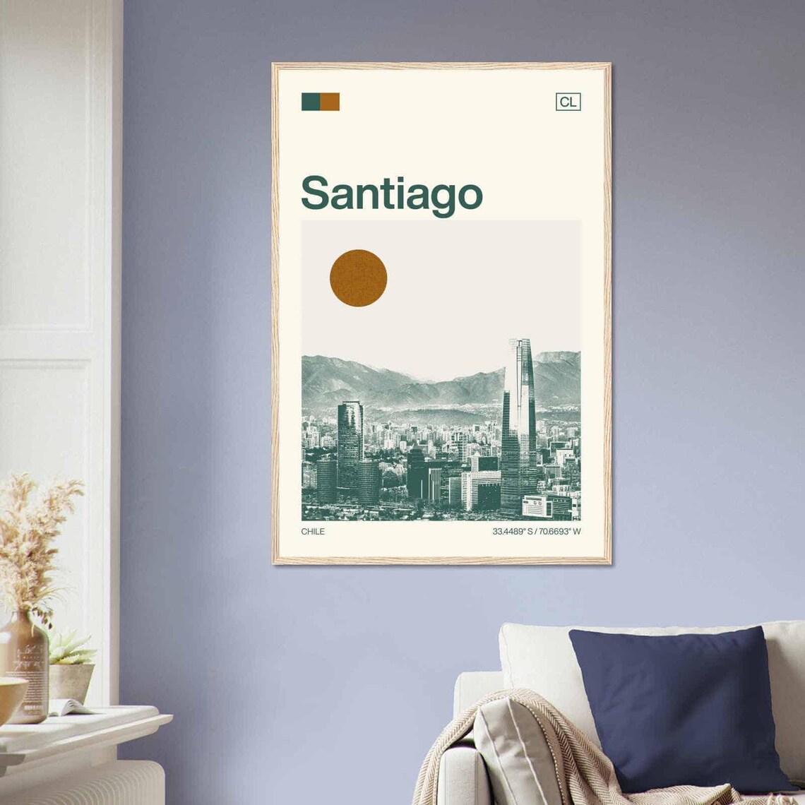 Santiago Chile Minimalist Travel Poster, Monochrome - Image 2
