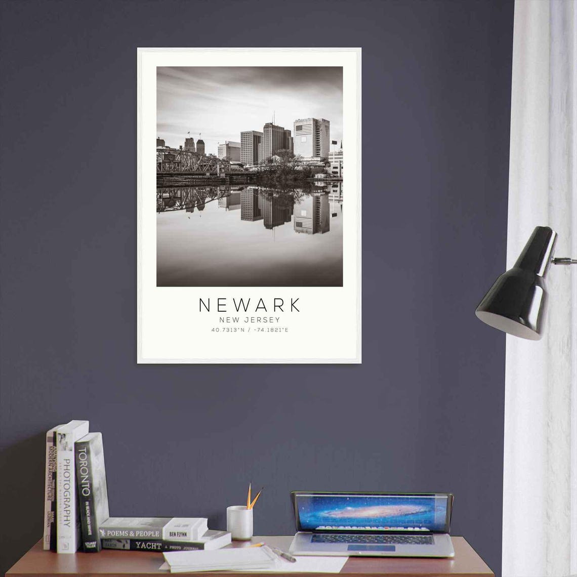 Newark New Jersey Skyline River Reflection Vintage Photo Poster - Image 3