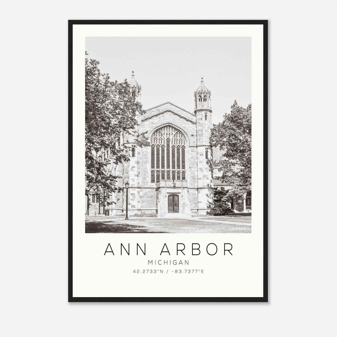 Ann Arbor Michigan Historic Gothic Stone Hall Architecture Poster