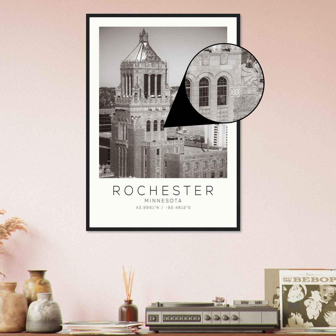 Rochester Minnesota Mayo Clinic Tower Black And White Photo Poster - Image 4