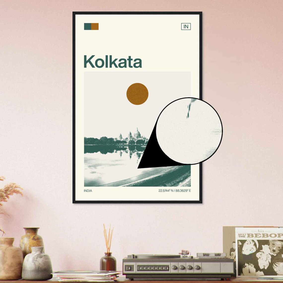 Kolkata India Minimalist Monochrome Travel Poster - Image 4