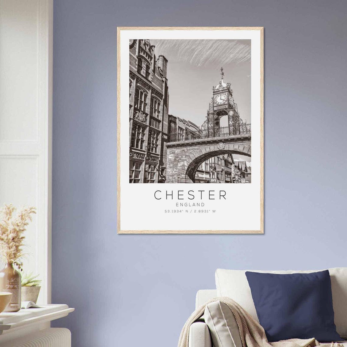 Chester England Eastgate Clock Medieval Arch Black and White Poster - Image 2