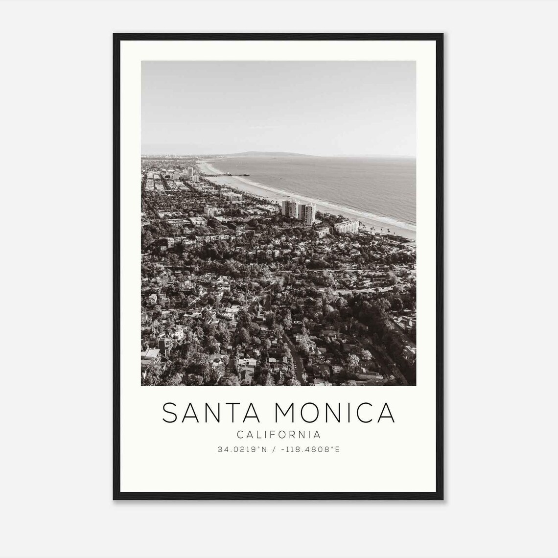 Santa Monica California Photo Travel Poster Santa Monica Travel Print Minimalist Travel Print Ds2