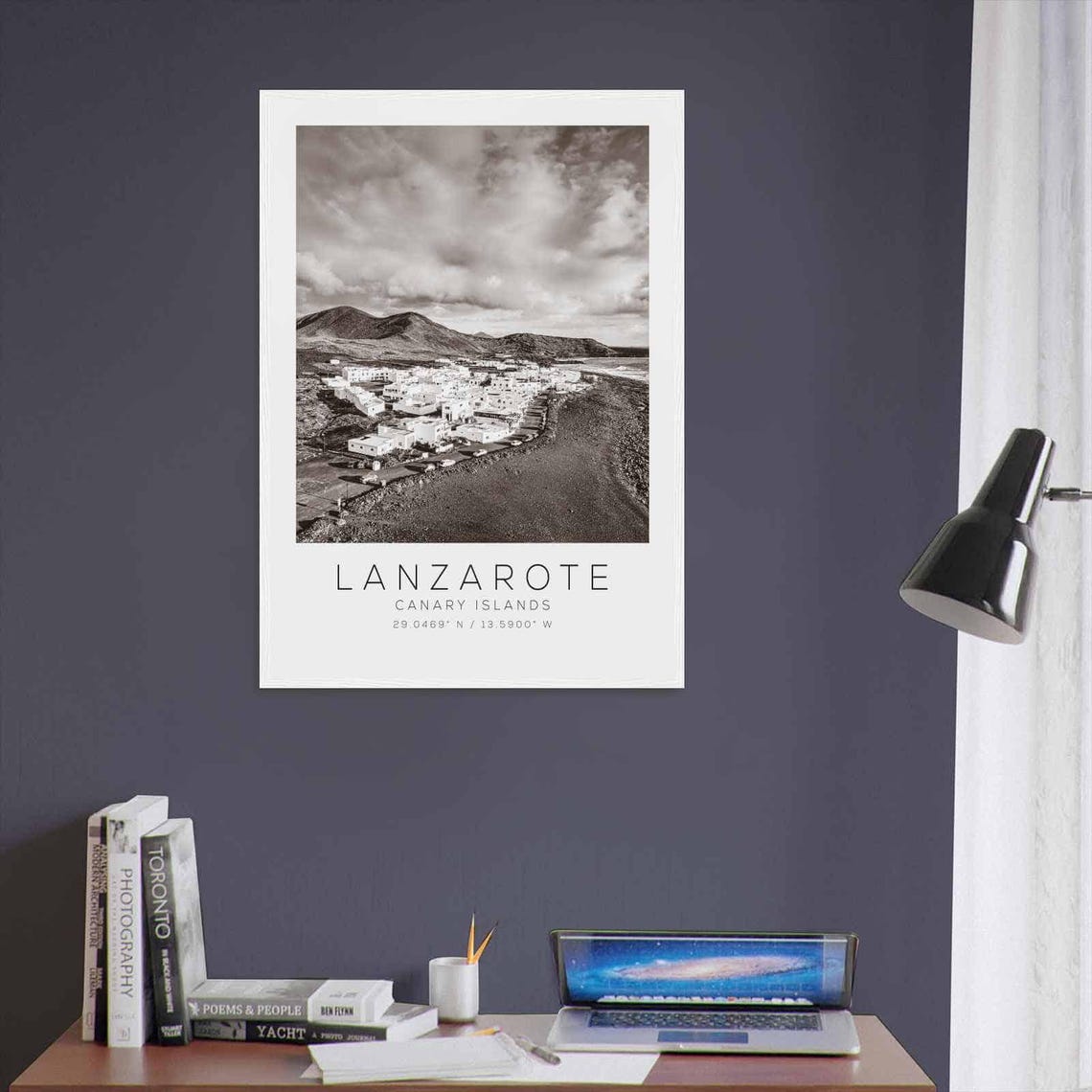 Lanzarote Canary Islands Black White Volcanic Coastal Village Poster - Image 3