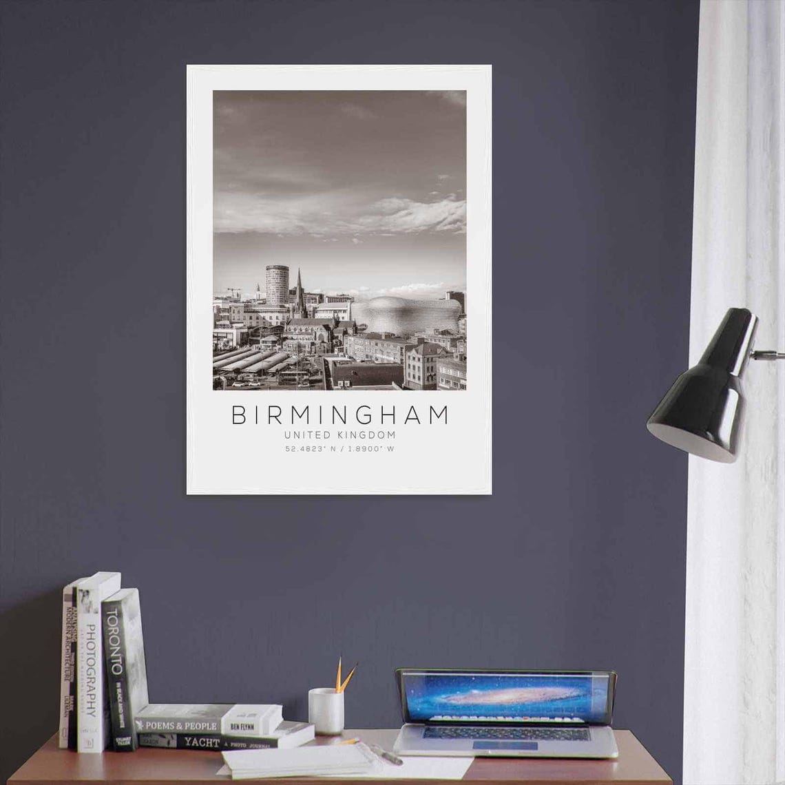 Birmingham England Skyline Black White Minimalist Photo Poster - Image 3