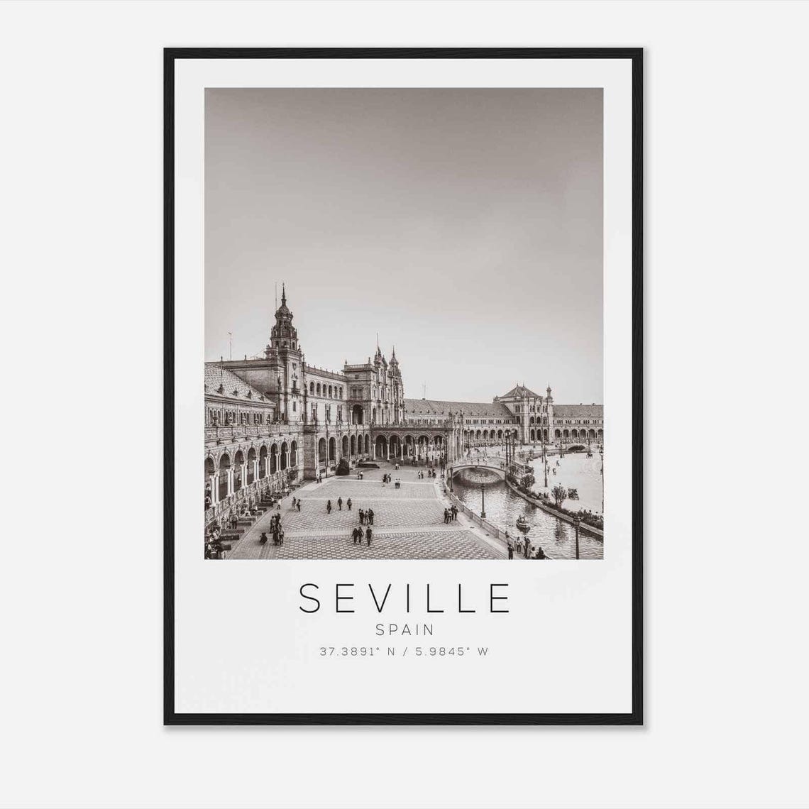 Seville Spain Travel Photo Poster Bw Seville Travel Print Minimalist Travel Poster Print