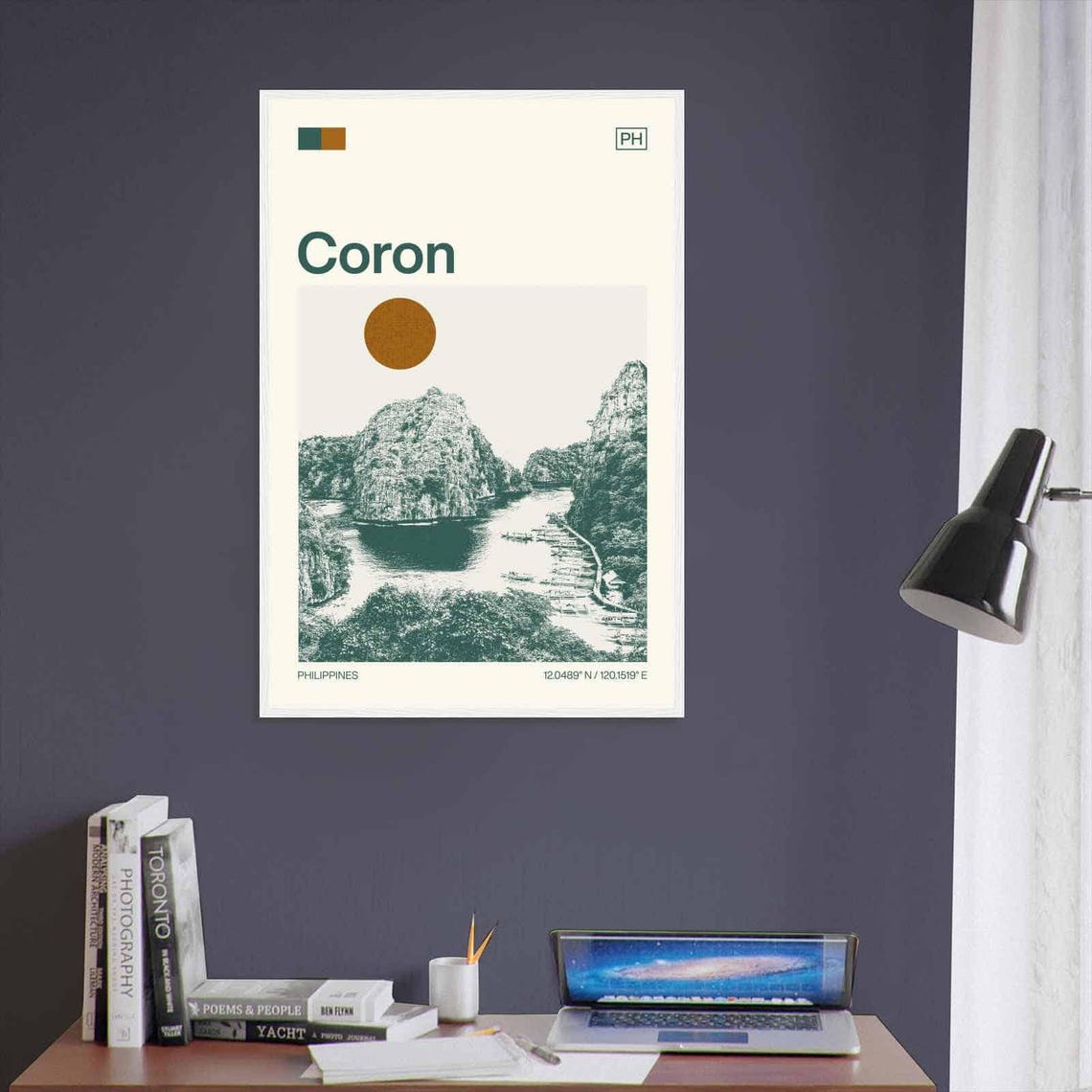 Coron Philippines Karst Islands Lagoon Boats Minimalist Travel Poster - Image 3