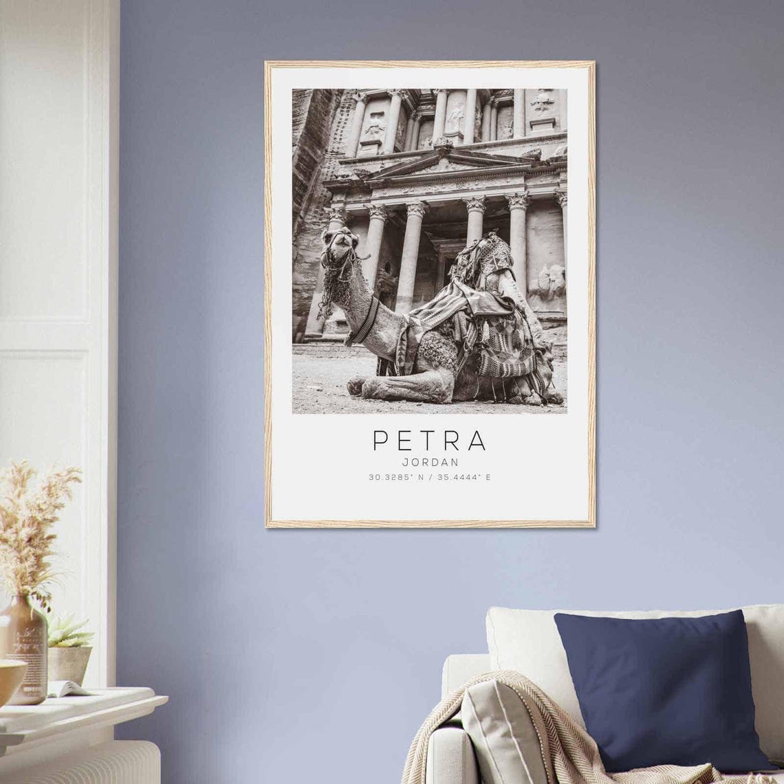 Petra Jordan Ancient Treasury Camel Black White Photo Poster - Image 2