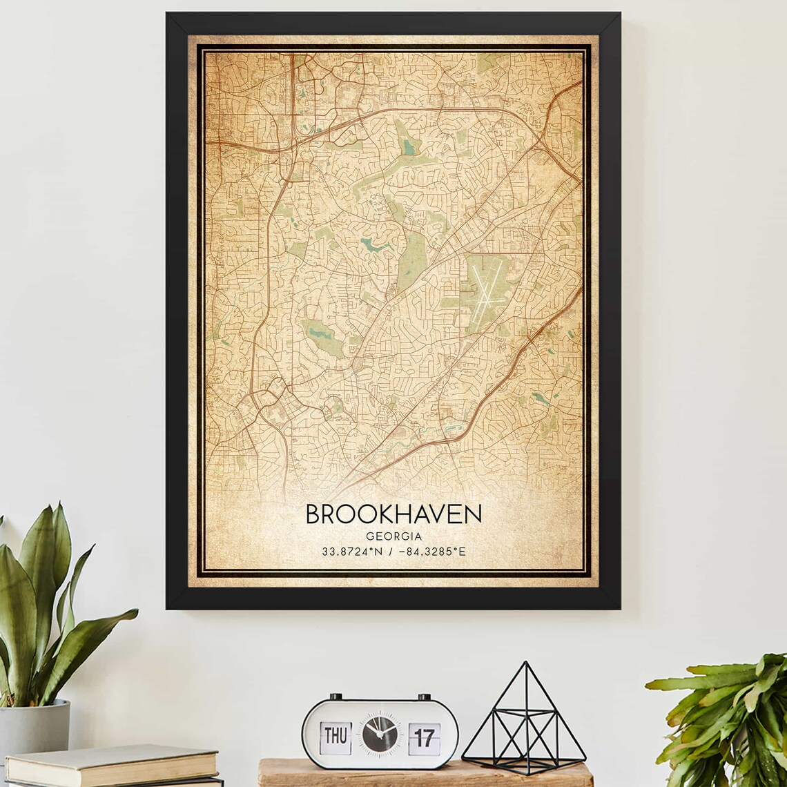 Brookhaven Georgia Vintage Map Travel Poster