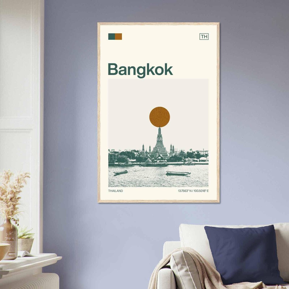 Bangkok Thailand Minimalist Monochrome Travel Poster - Image 2