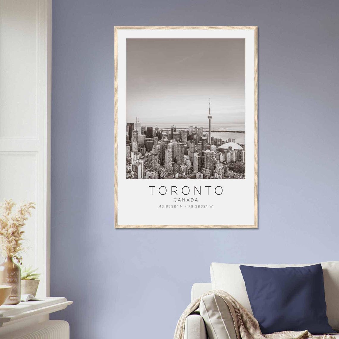 Toronto Canada Skyline CN Tower Lakefront Black White Poster - Image 2
