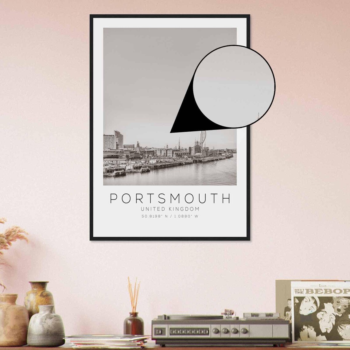 Portsmouth UK Spinnaker Tower Harbour Waterfront Black White Poster - Image 4