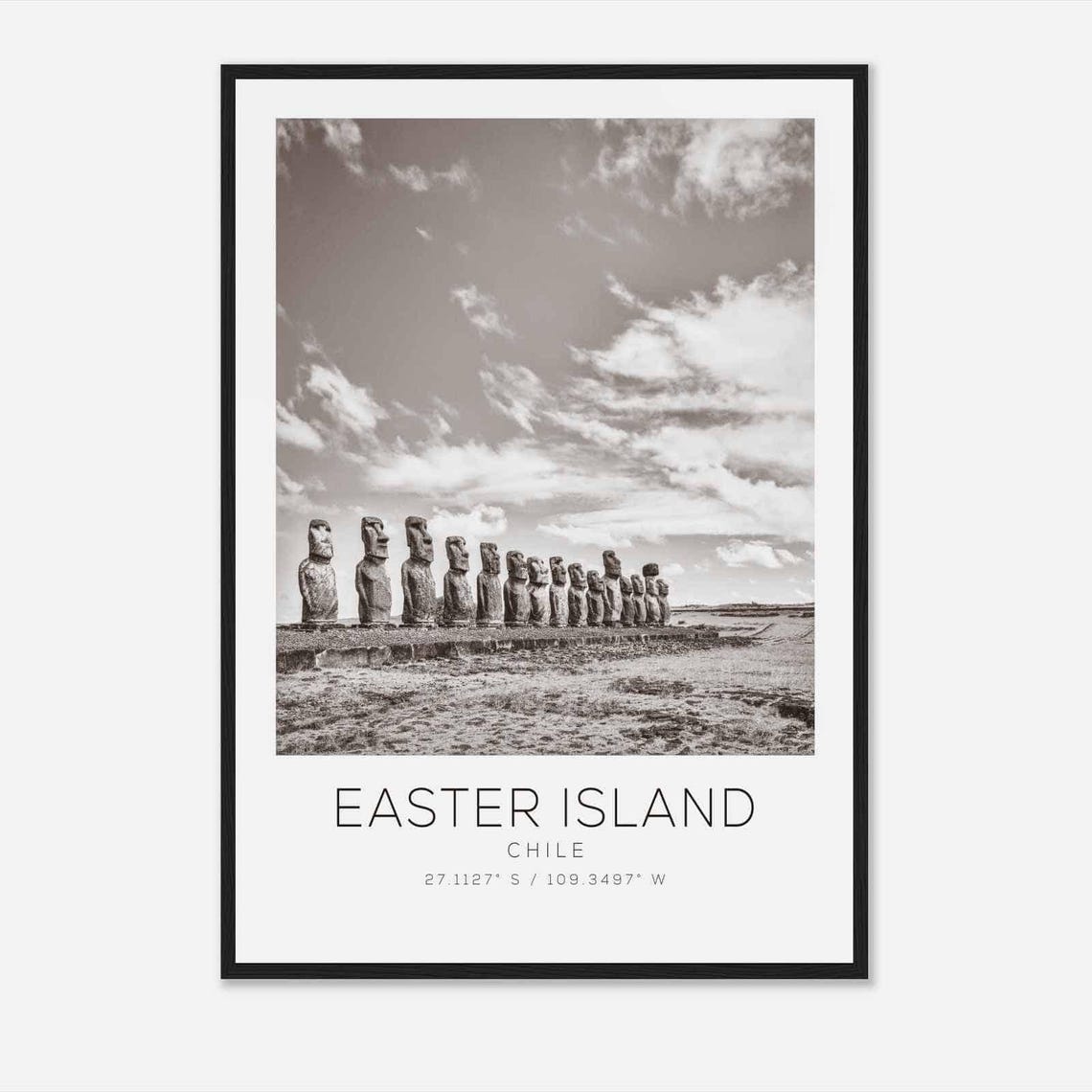 Easter Island Chile Moai Statues Ancient Stone Figures Poster