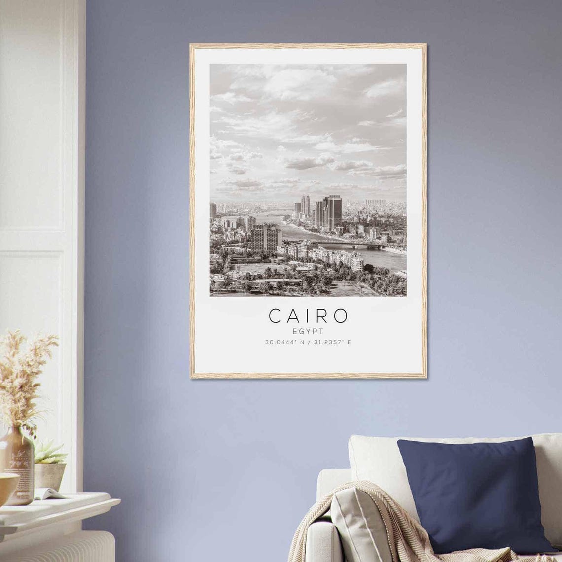 Cairo Egypt Black White Nile Cityscape Skyline Travel Poster - Image 2