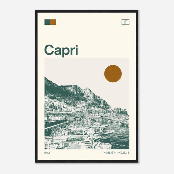 Capri Italy Minimalist Travel Poster
