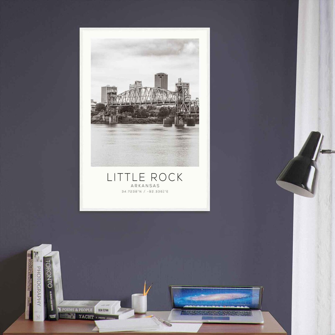 Little Rock Arkansas Steel Truss River Bridge Skyline Photo Poster - Image 3