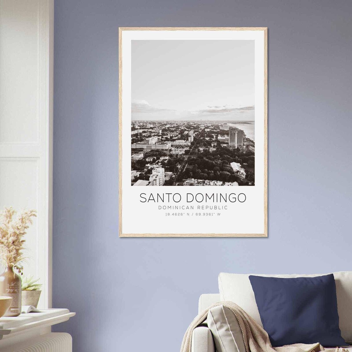 Santo Domingo Dominican Republic Cityscape Black and White Travel Poster - Image 2