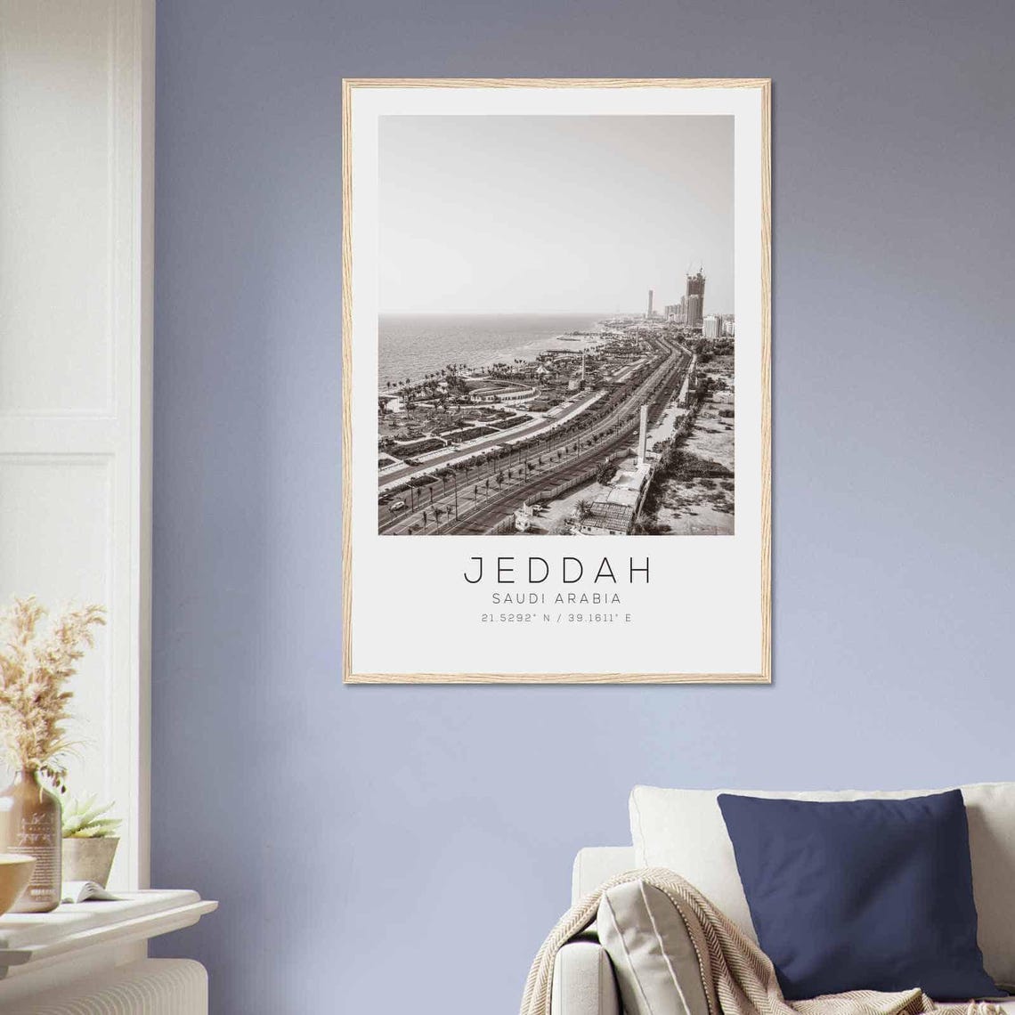 Jeddah Saudi Arabia Black White Corniche Sea View City Poster - Image 2