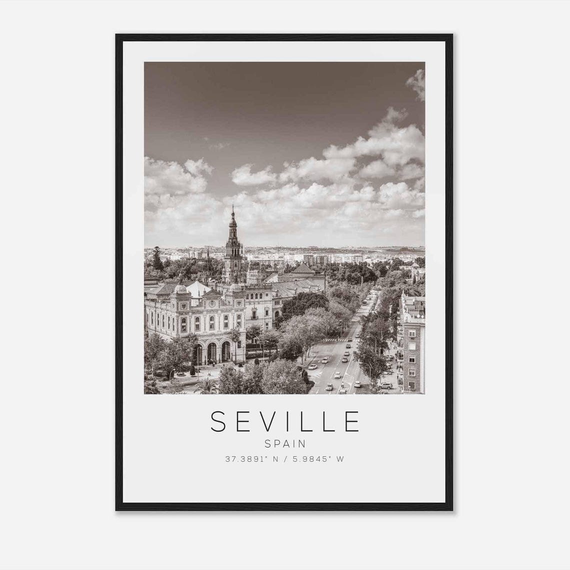 Seville Spain Travel Photo Poster Bw Seville Travel Print Minimalist Travel Poster Print4