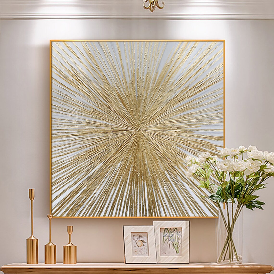 Abstract Geometric Gold Minimalist Art Print