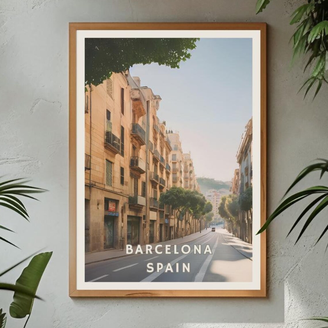 Barcelona Spain Poster, Historic Mediterranean Cityscape