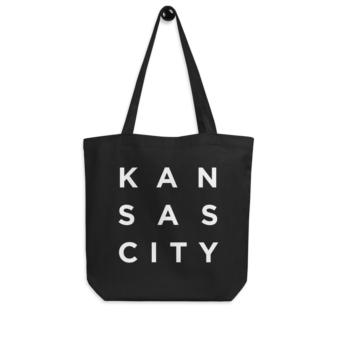 Kansas City Typography Black Canvas Tote Bag City Gift Print