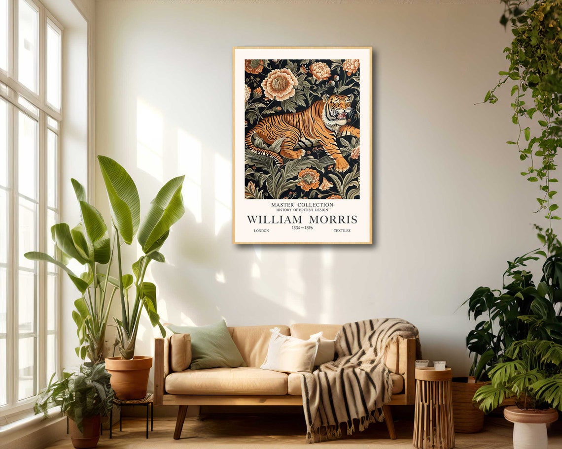 William Morris Growling Tiger Dark Floral Master Collection Poster