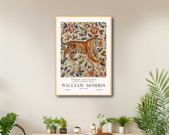 William Morris Tiger Print Vintage Floral Exhibition Poster