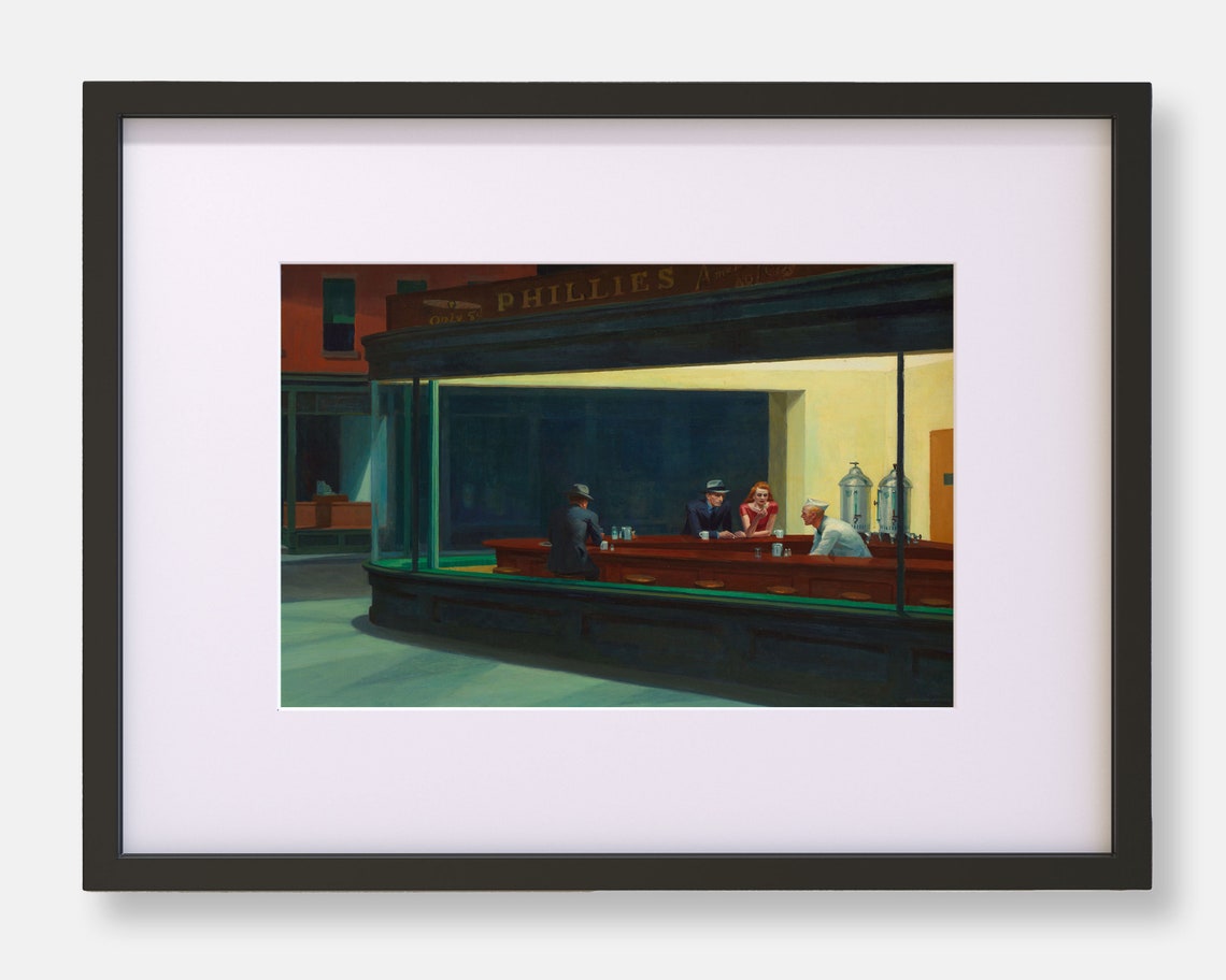 Edward Hopper Nighthawks Famous Late Night Diner Painting Poster