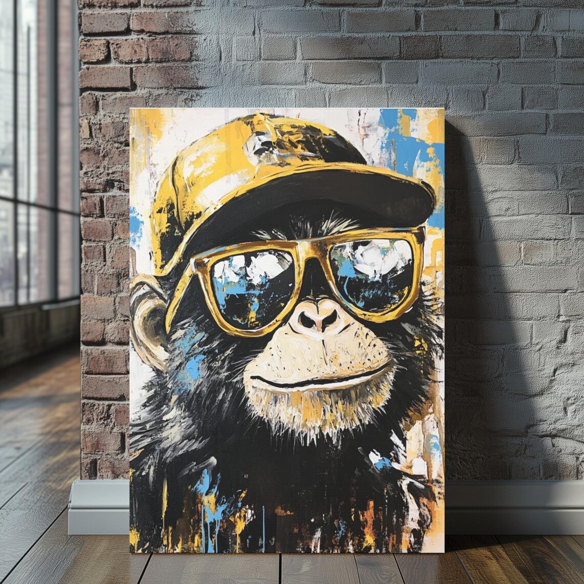 Funny Monkey Art Print, Modern Graffiti Style