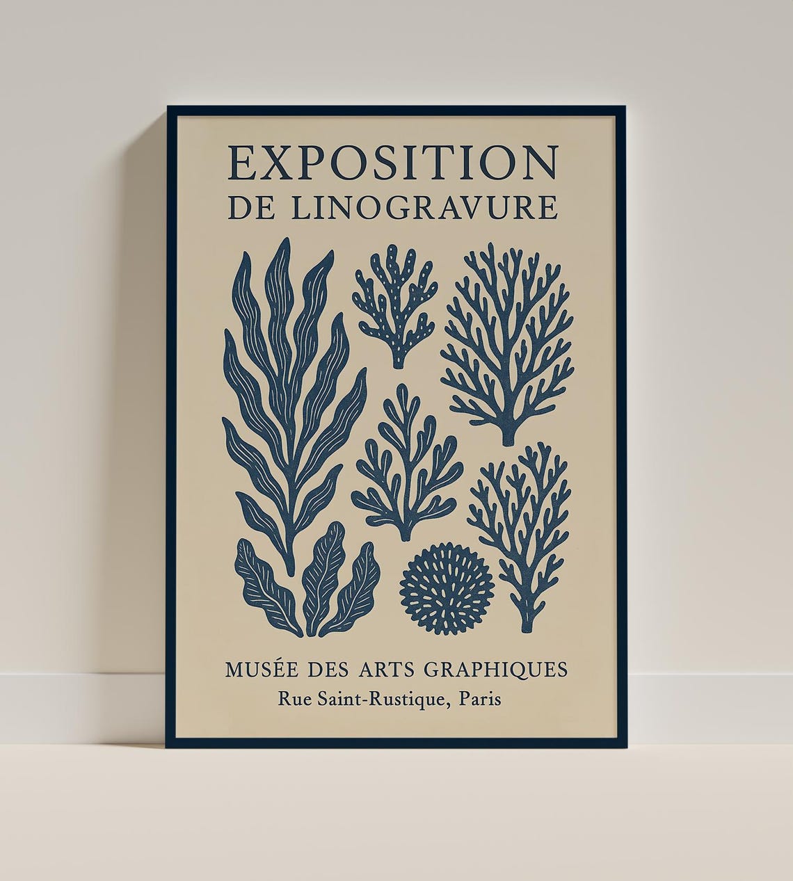 Linocut Botanical Seaweed Poster, Coastal Nature Illustration - Image 3