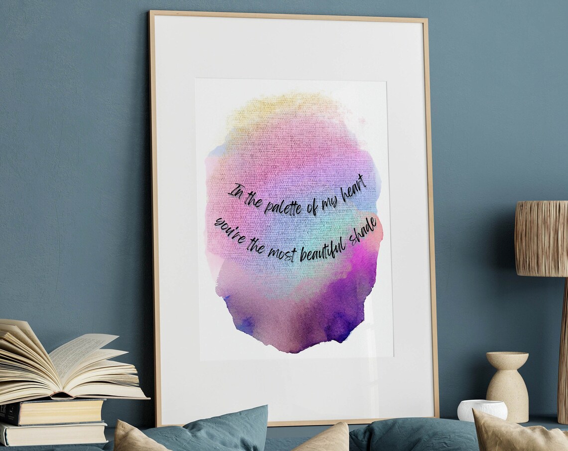 In the Palette of My Heart Quote Watercolor Romantic Love Poster