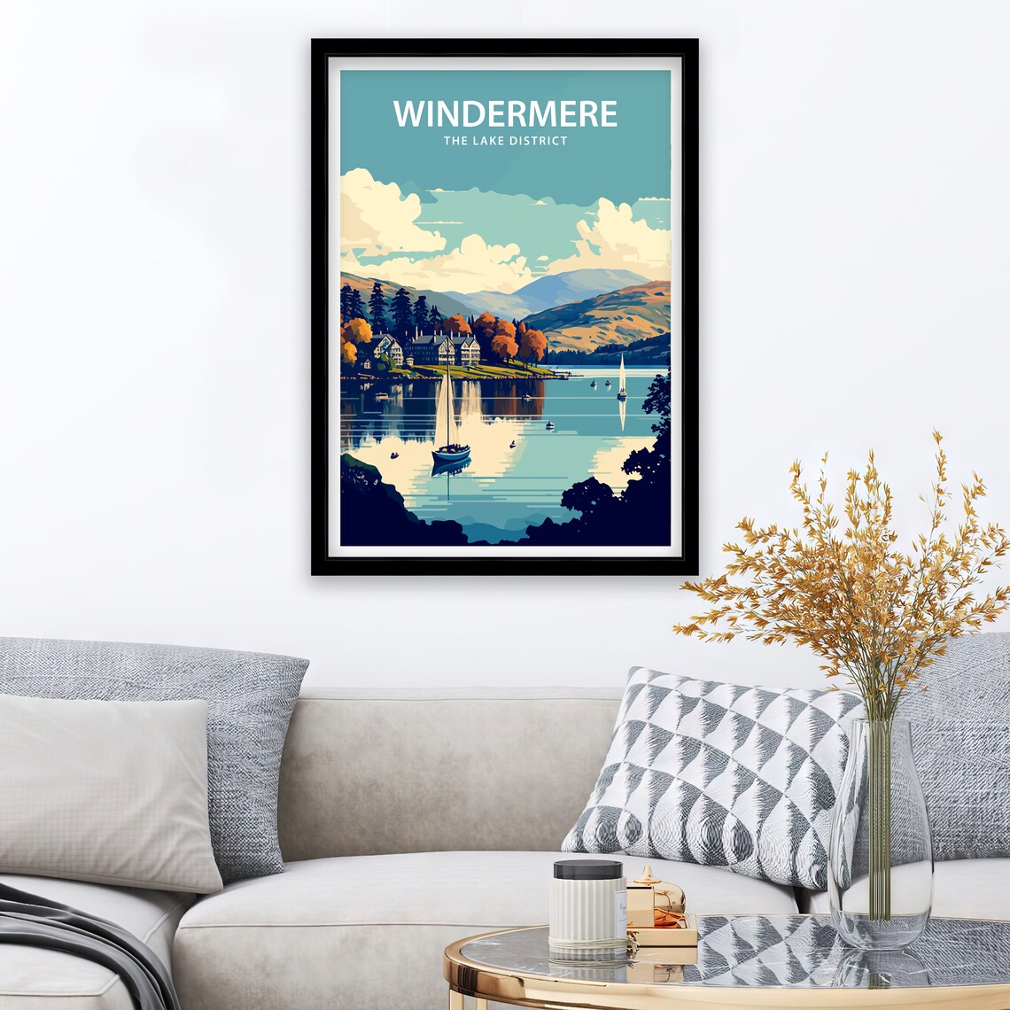 Windermere Travel Poster, Lake District Art Print - Image 2