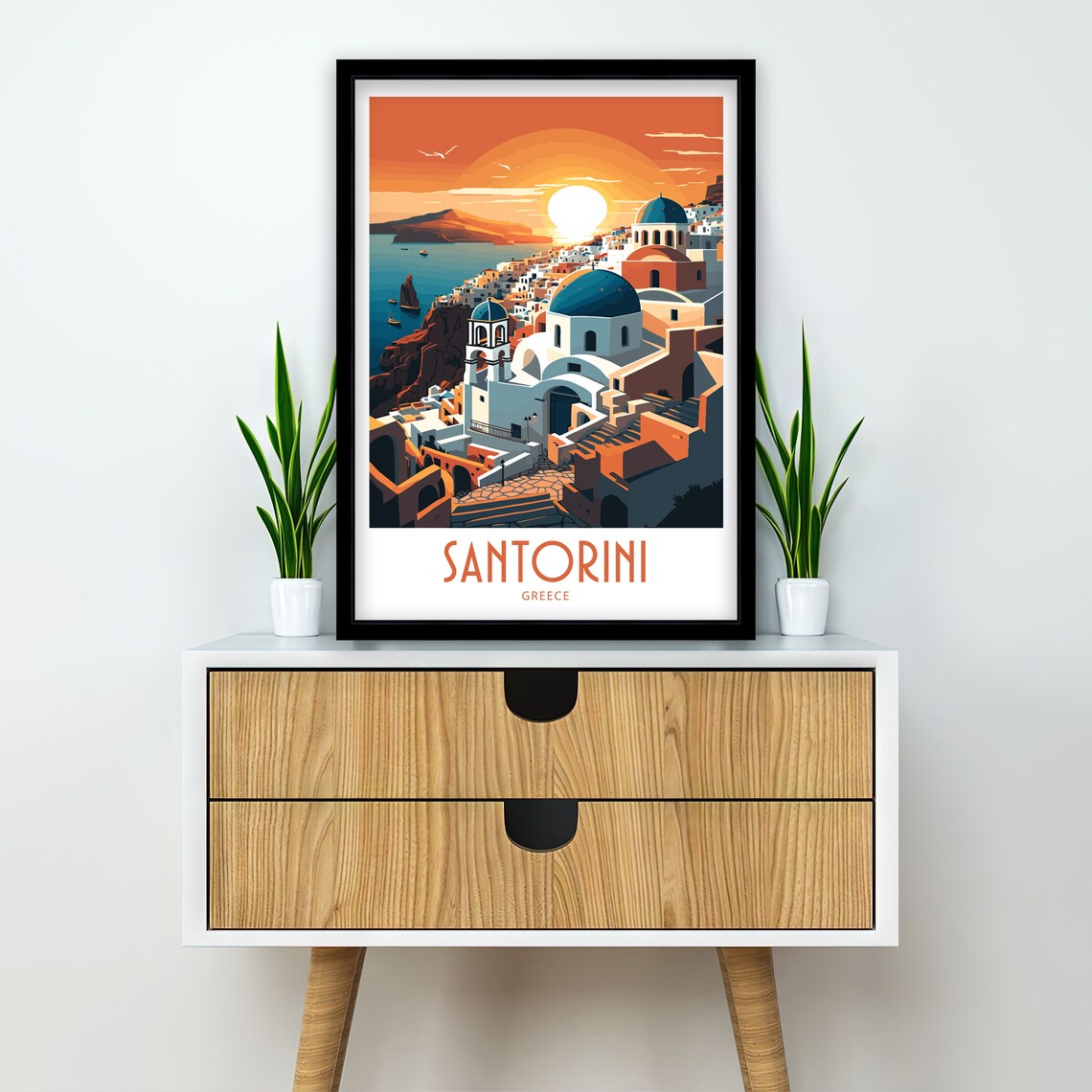 Santorini Illustration Travel Poster - Image 2