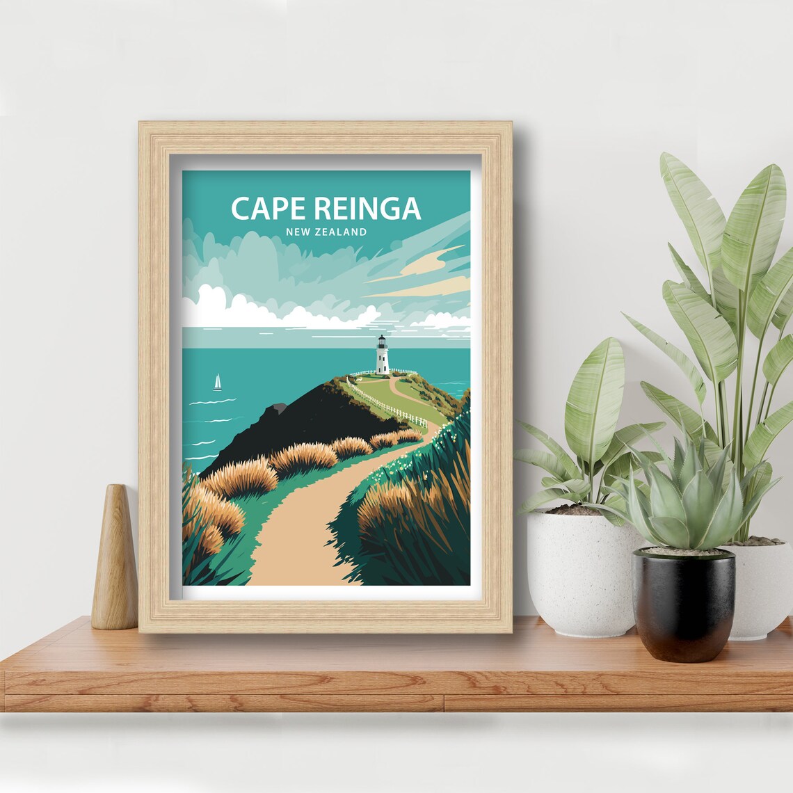 Cape Reinga New Zealand Travel Poster, Lighthouse View - Image 5