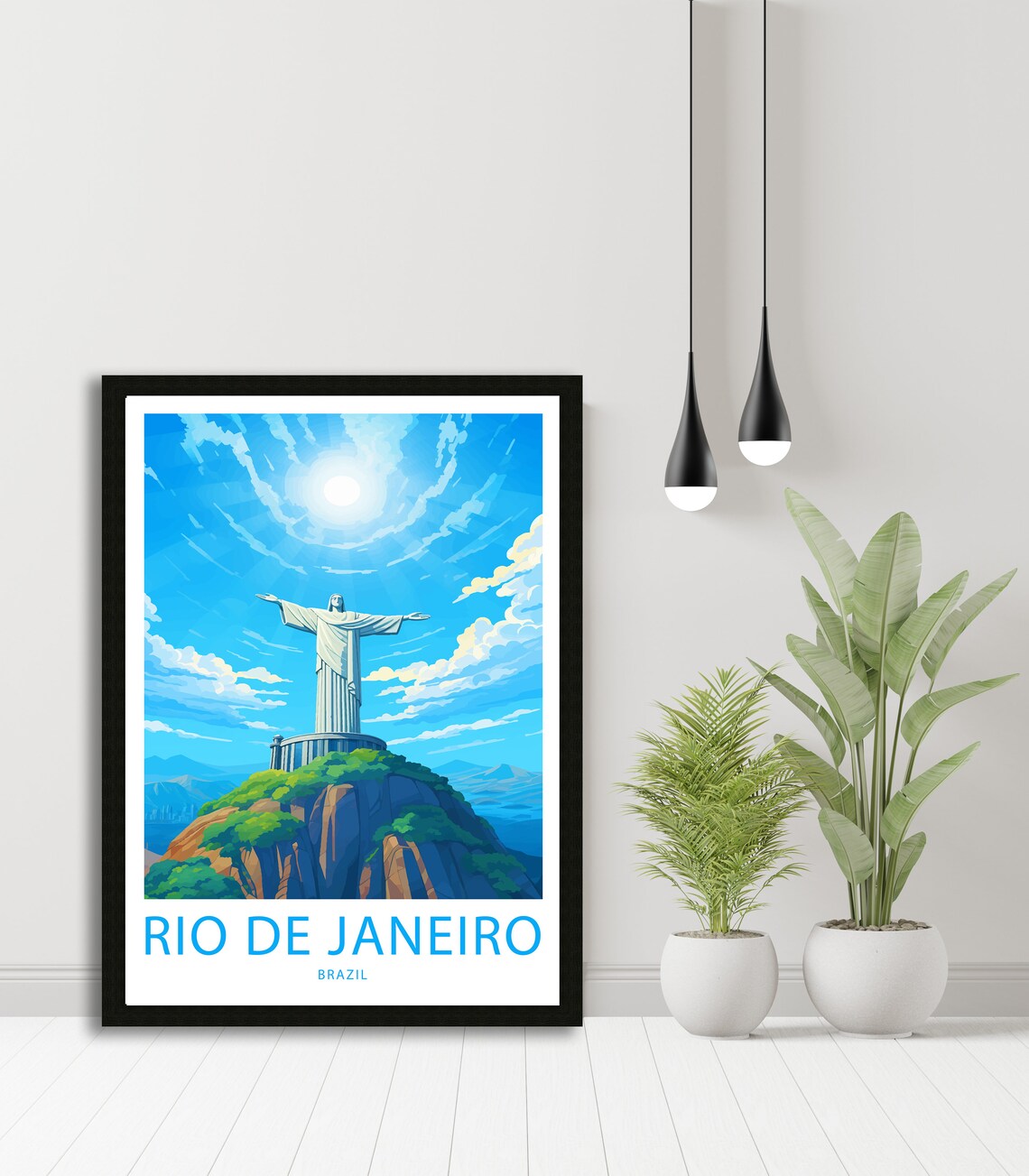 Rio de Janeiro Brazil Christ the Redeemer Illustrated Travel Poster - Image 4