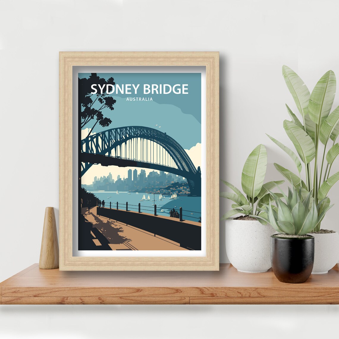 Sydney Harbour Bridge Australia Skyline Retro Duotone Travel Poster - Image 4