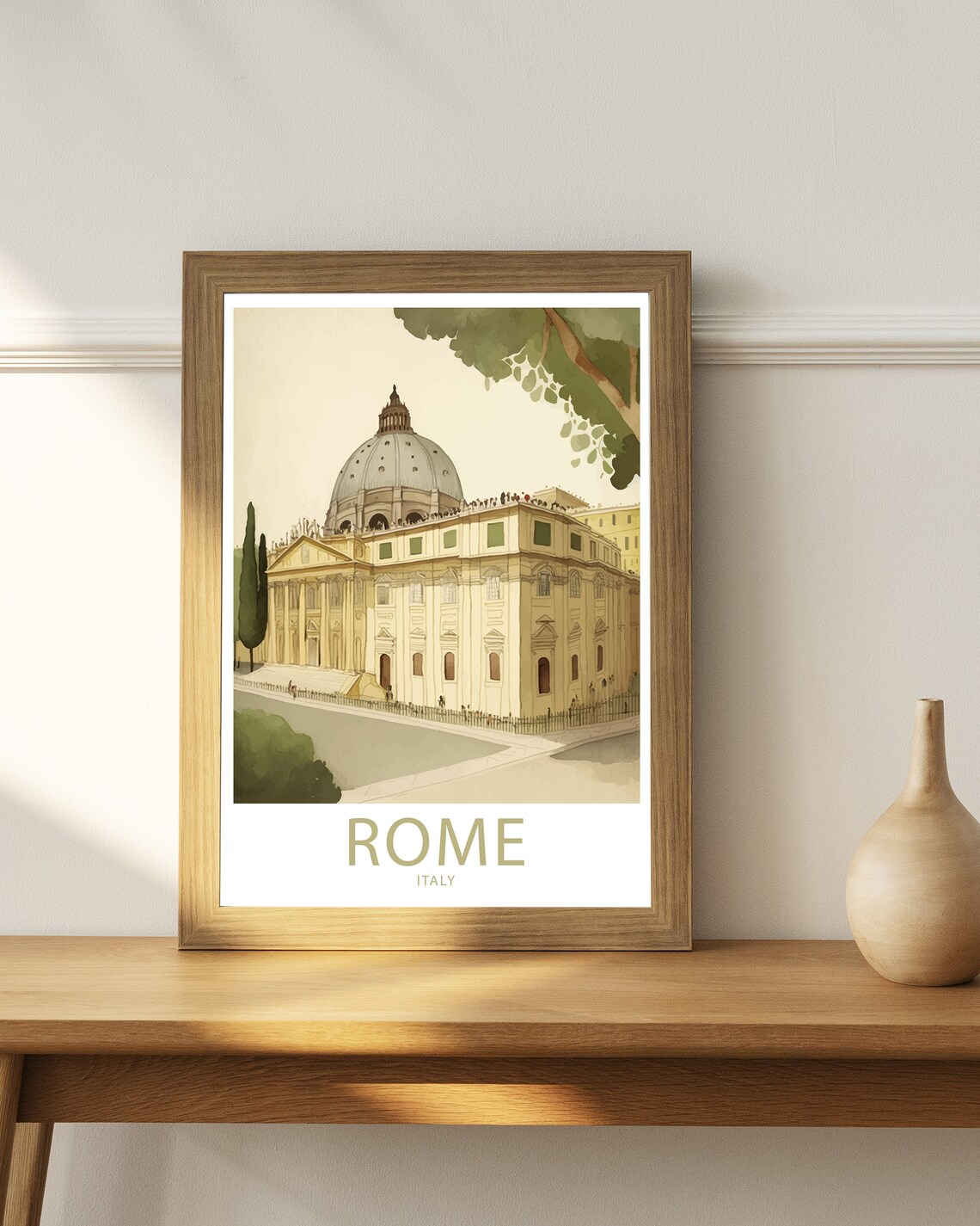 Rome Italy Grand Dome Watercolor Classic Landmark Travel Poster - Image 3