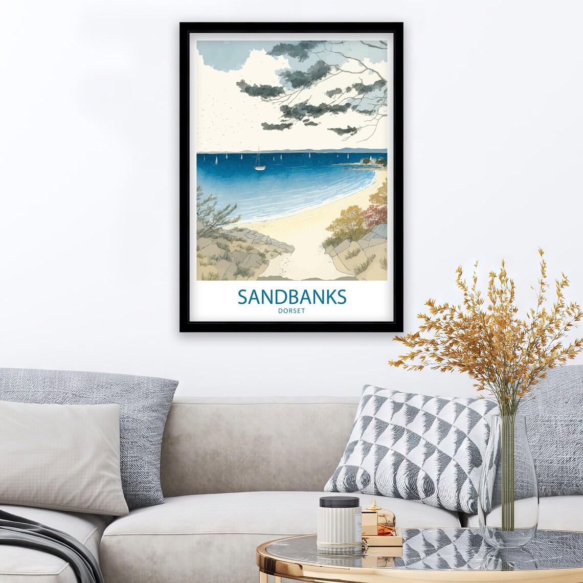 Sandbanks Coastal Art Print, Dorset Beach Poster - Image 2