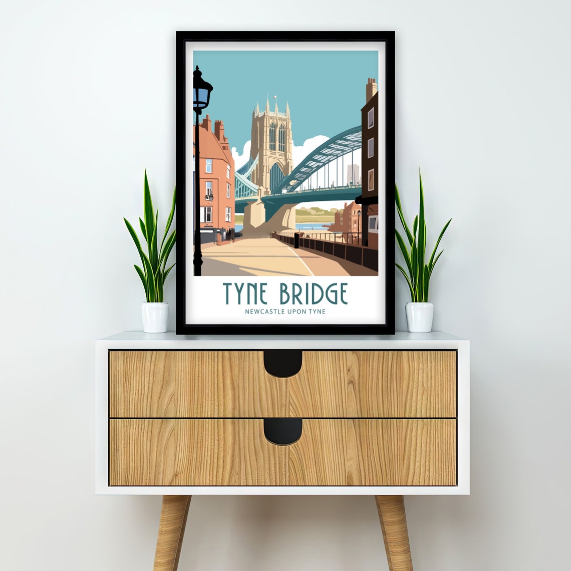 Tyne Bridge Newcastle Upon Tyne Quayside Landmark Vintage Poster - Image 3