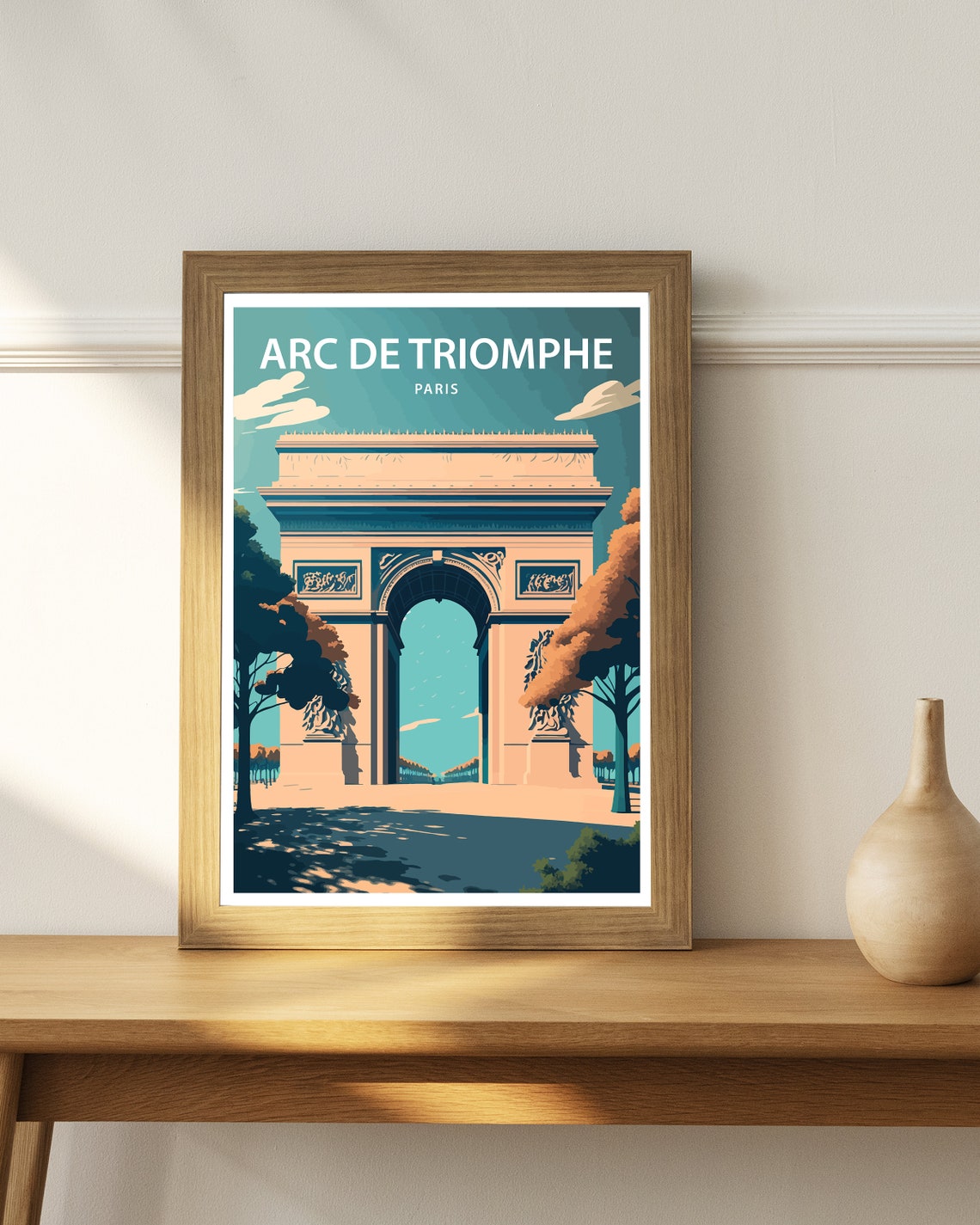 Arc de Triomphe Paris Monument Avenue Trees Retro Travel Poster - Image 3