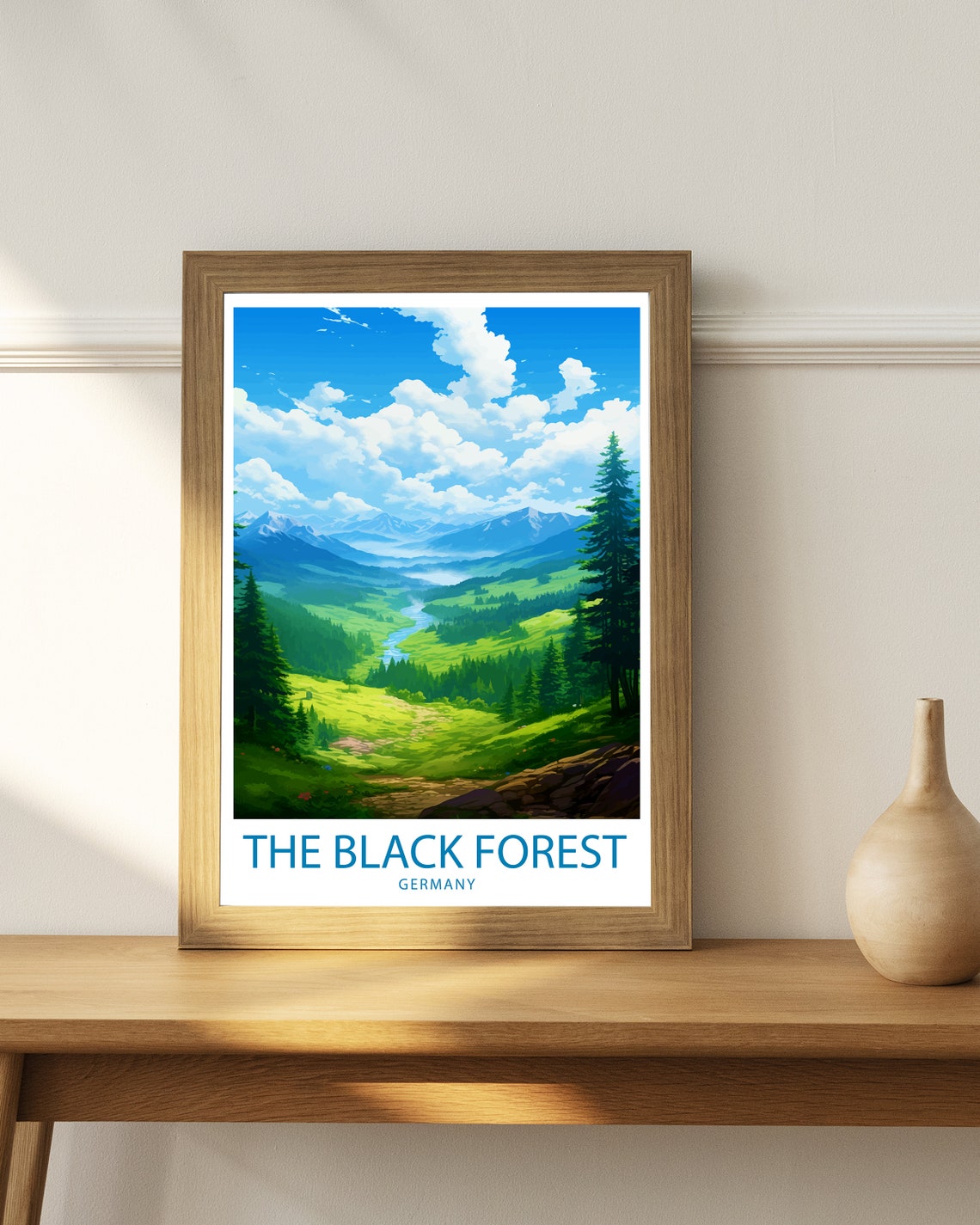 The Black Forest Germany Pine Valley River Mountain View Travel Poster - Image 3