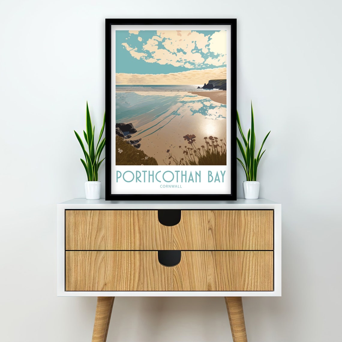 Porthcothan Bay Cornwall Headland Wildflowers Sandy Beach Art Poster - Image 4