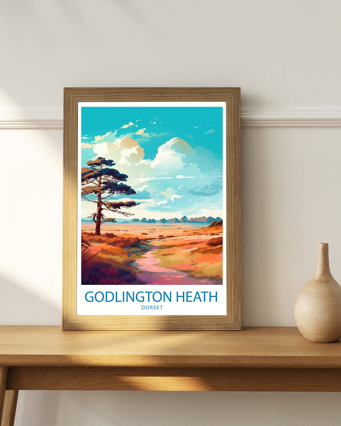 Godlingston Heath Dorset Pine Tree Sunset Heathland Trail Poster - Image 3