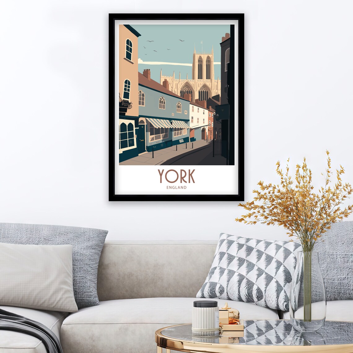 York England Historic Old Street Minster Tower Travel Poster - Image 3